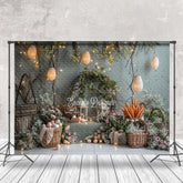 Lofaris Floral Egg Greyish Green Easter Photography Backdrop